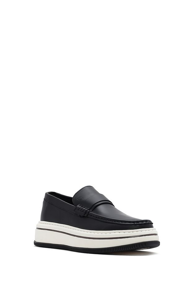 Erkek Siyah Kalın Tabanlı Deri Casual Loafer 25SFD650118 - 6