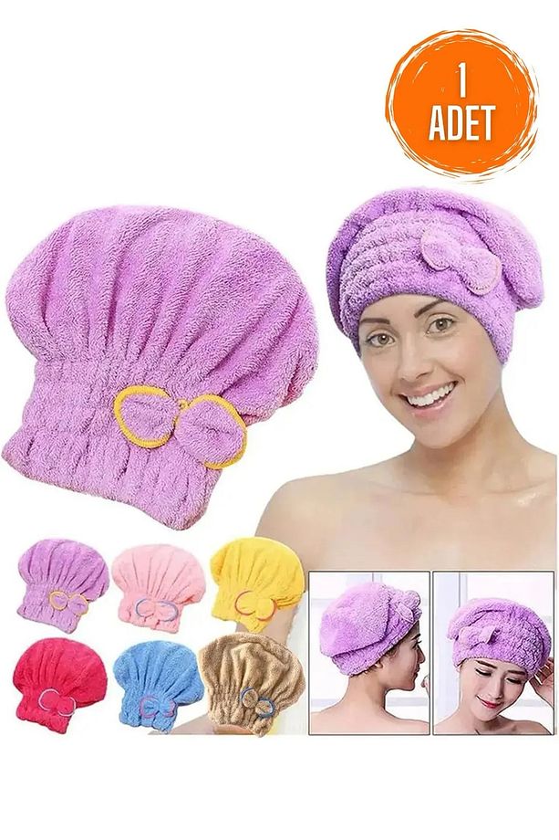 Saç Kurutma Bonesi Kafa Havlusu Duş Bonesi Islak Saç Kurulama Bonesi Mikrofiber Tüm Saçlara Uyumlu - 1