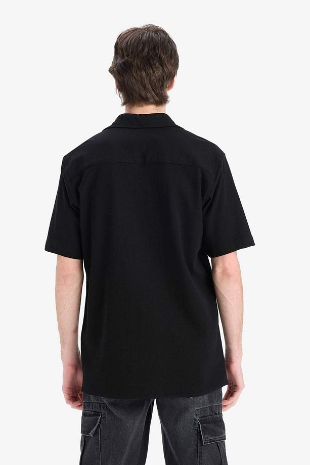 Regular Fit Yazlık Pamuklu Kısa Kollu Siyah Gömlek D1902ax25sm - 5