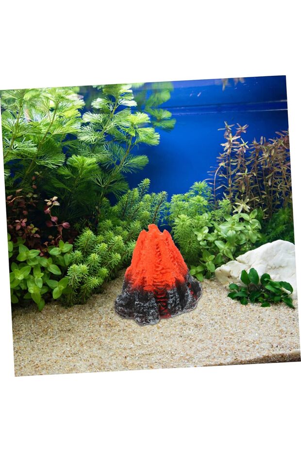 Volcano Fish Tank Decoration, Simulation Modeling 11x13cm, Aquarium Ornament for Bonsai