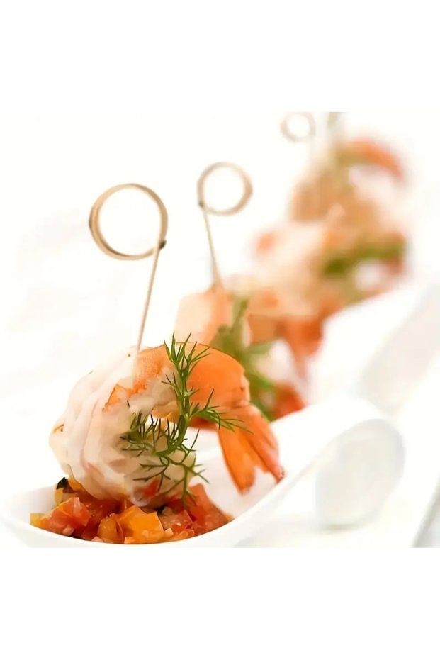 Finger Toothpicks - Bamboo Cocktail Sticks 50 Pcs, Canapes, Appetizers Party Supplies 15 cm