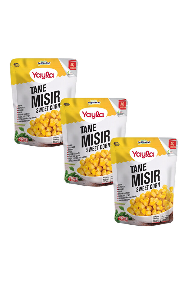 Haşlanmış Tane Mısır 220 gr X3