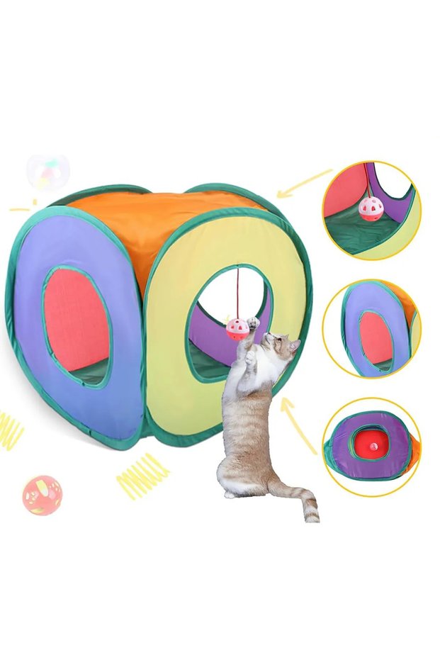 Bulk Rainbow Colored 40cm X 40cm Inside Square Model Cat Play Tunnel