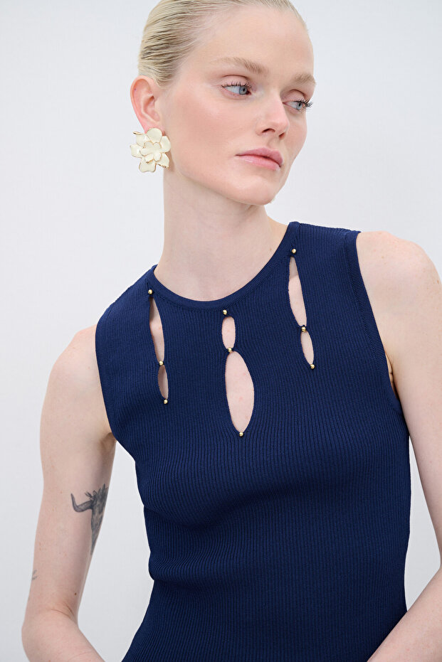 Damla Detaylı Triko Bluz - 2