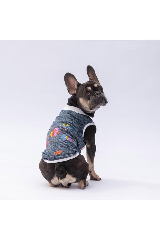 Navy Blue Space Time Cat Dog T-Shirt - Cat Dog Apparel