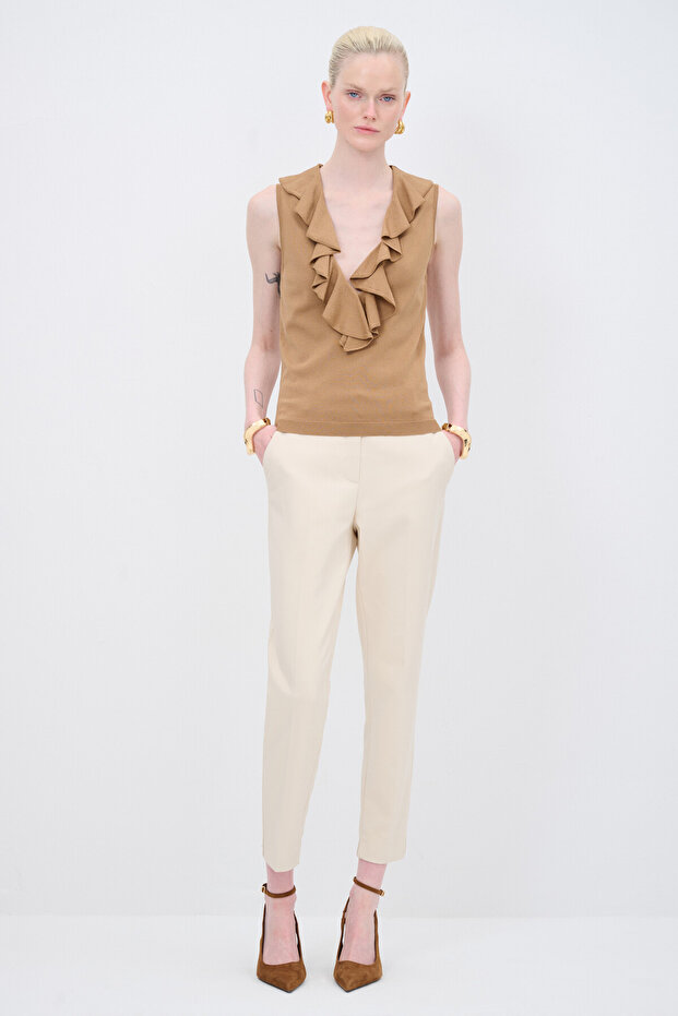 Volanlı Triko Bluz - 3