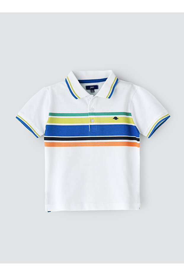 Boys' Multicolour Striped Cotton Polo Shirt