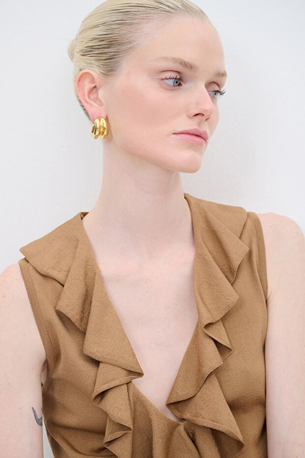 Volanlı Triko Bluz - 2