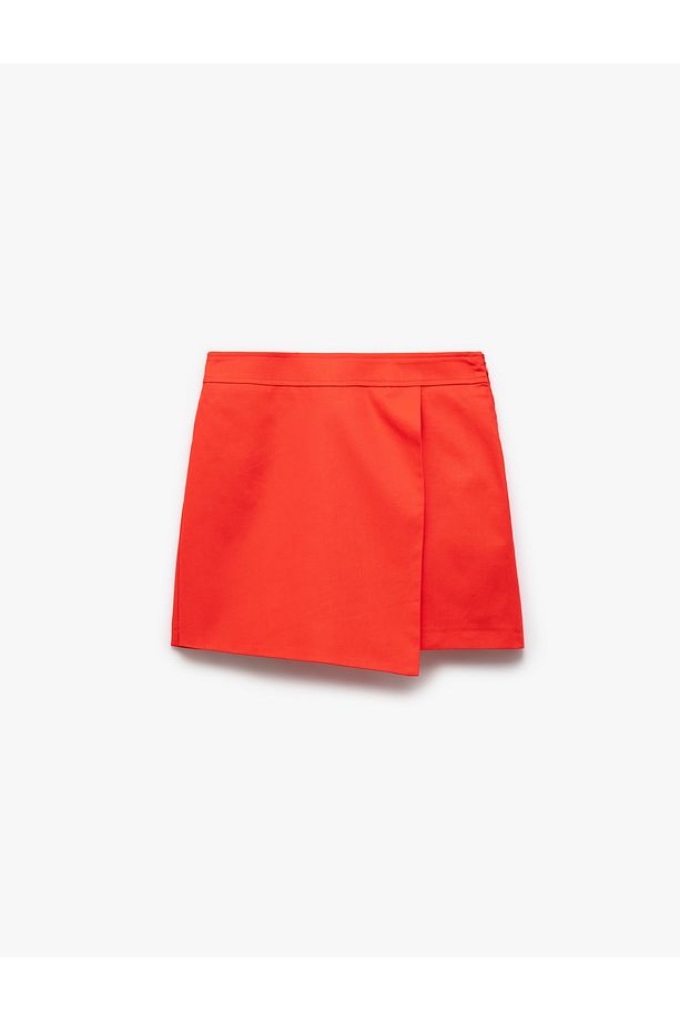 Regular Fit Kruvaze Mini Keten Şort Etek - 3