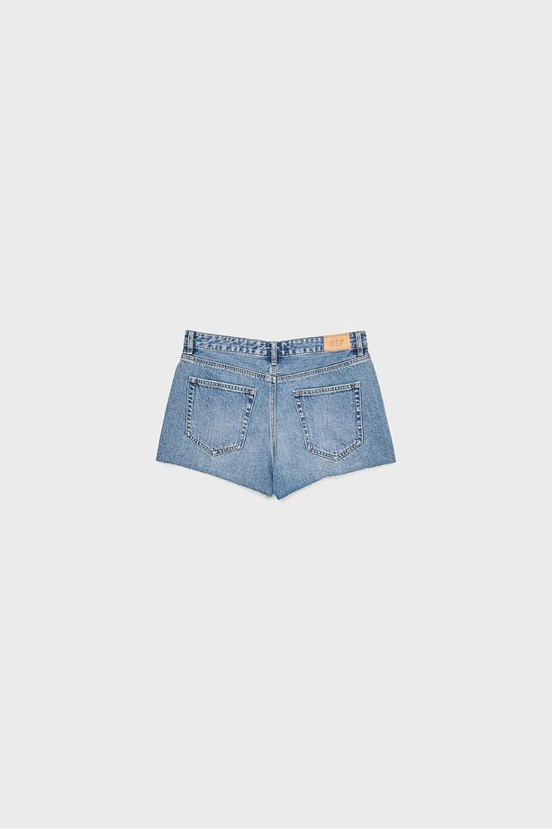 Düşük Bel Denim Şort - 6