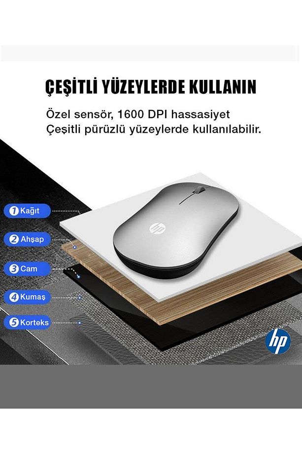Dm10 2,4ghz Bluetooth Wireless Kablosuz Sessiz Mouse Gri - 4