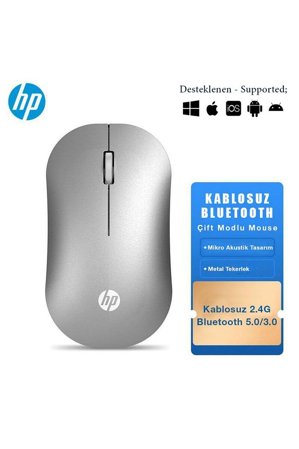 Dm10 2,4ghz Bluetooth Wireless Kablosuz Sessiz Mouse Gri - 2