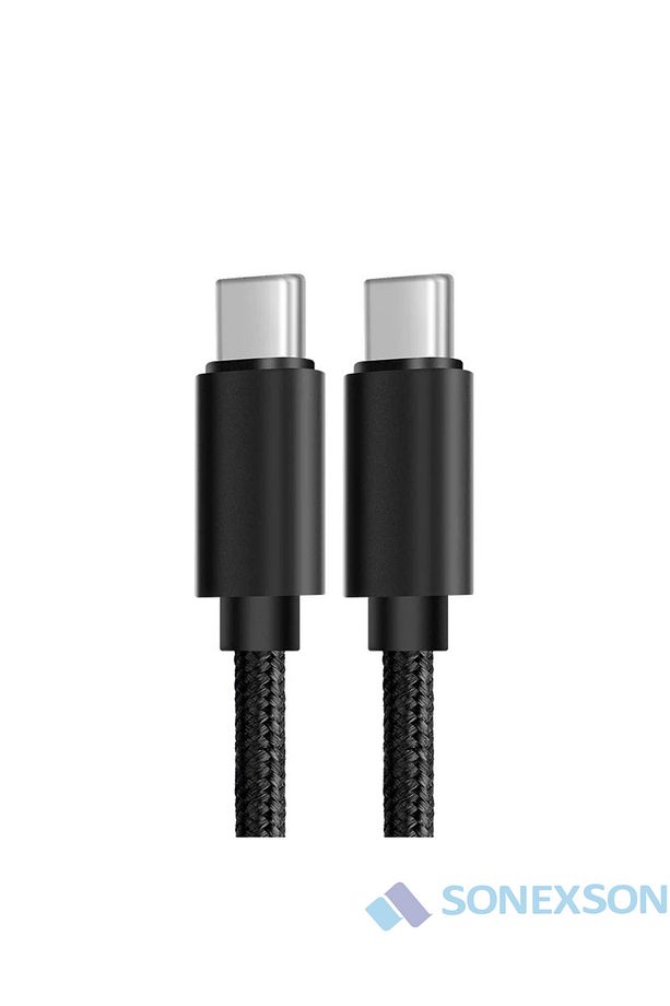 Samsung Oppo Reeder Huawei Için Örgülü Type C To Type C Hızlı Şarj Kablosu Siyah 1,2m - 3