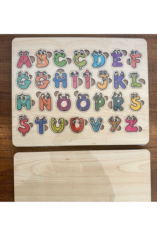 AHŞAP MASİF PUZZLE-AHŞAP BULTAK-2 adet HARFLER ve SAYILAR puzzle-Ahşap oyuncak-Öğretici oyun +1 yaş - 4