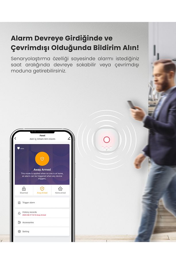 Akıllı Pratik Alarm Seti; Akıllı Alarm, 3x Akıllı Kapı Pencere ve 1x Akıllı Hareket Sensörü, Kumanda - 5