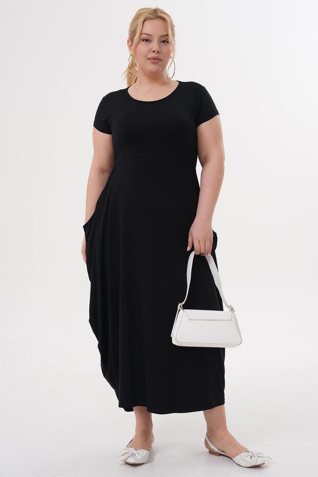 فستان أساسي بجيوب مقاس كبير - 3