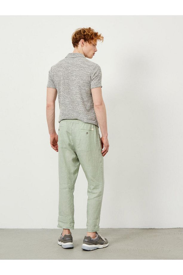 Erkek Mavi Regular Fit Keten Basic Pantolon - 5
