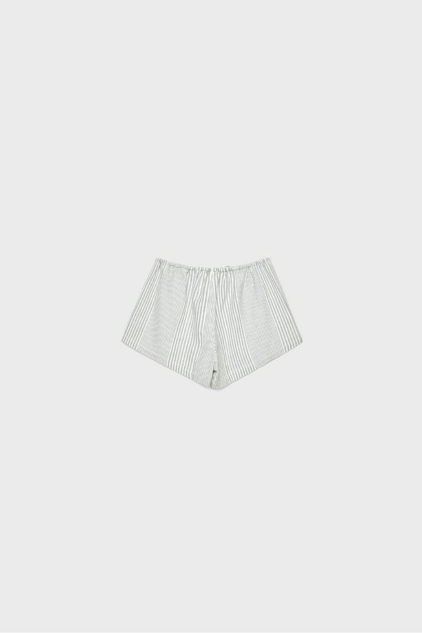 Ketenli dökümlü şort - 7