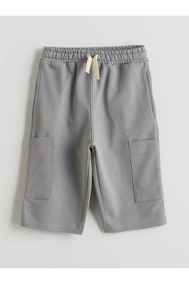 LCW Kids Gri Beli Lastikli Basic Erkek Çocuk Kargo Şort - 1