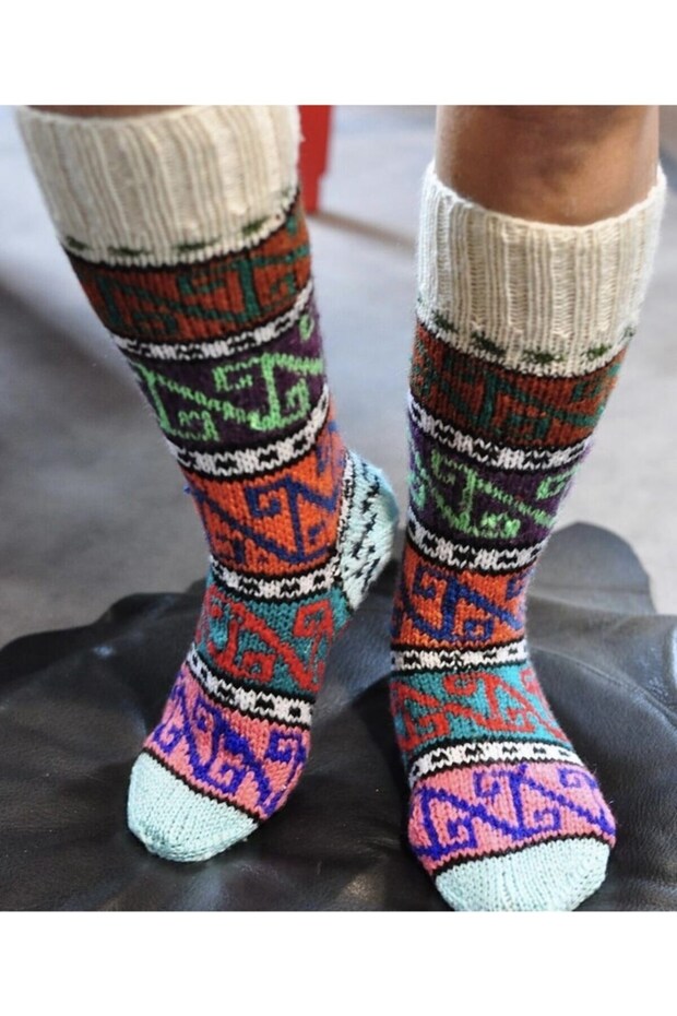 Below Knee Hand Knitted Wool Socks - 1