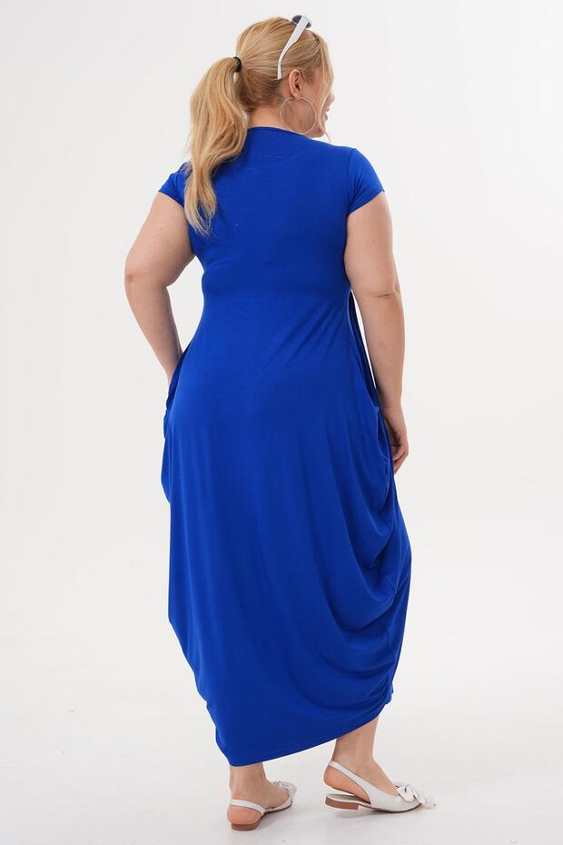 Büyük Beden Cepli Basıc Elbise - 8