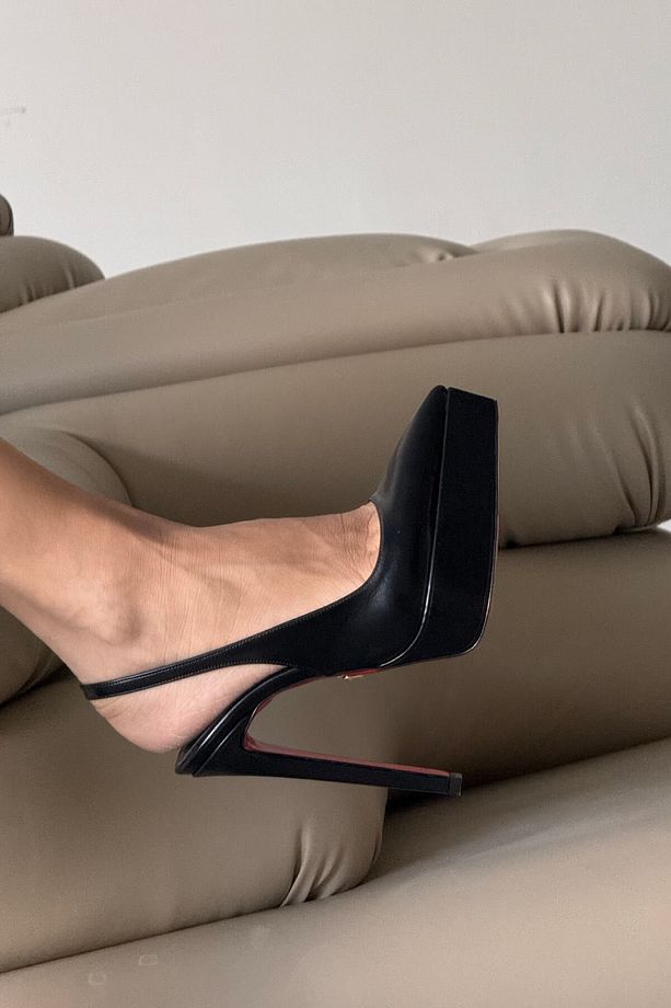 Flex Siyah Mat Platformlu Elegance Platform Topuklu Ayakkabı - 6