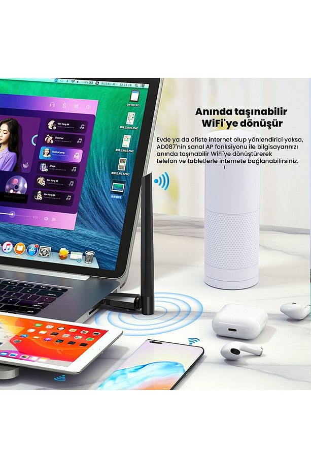 Ad087 Bluetooth 5.0 Adaptör 600mbps Dual Band Wifi Alıcı-verici Access Point Kablosuz Ağ Adaptörü - 6