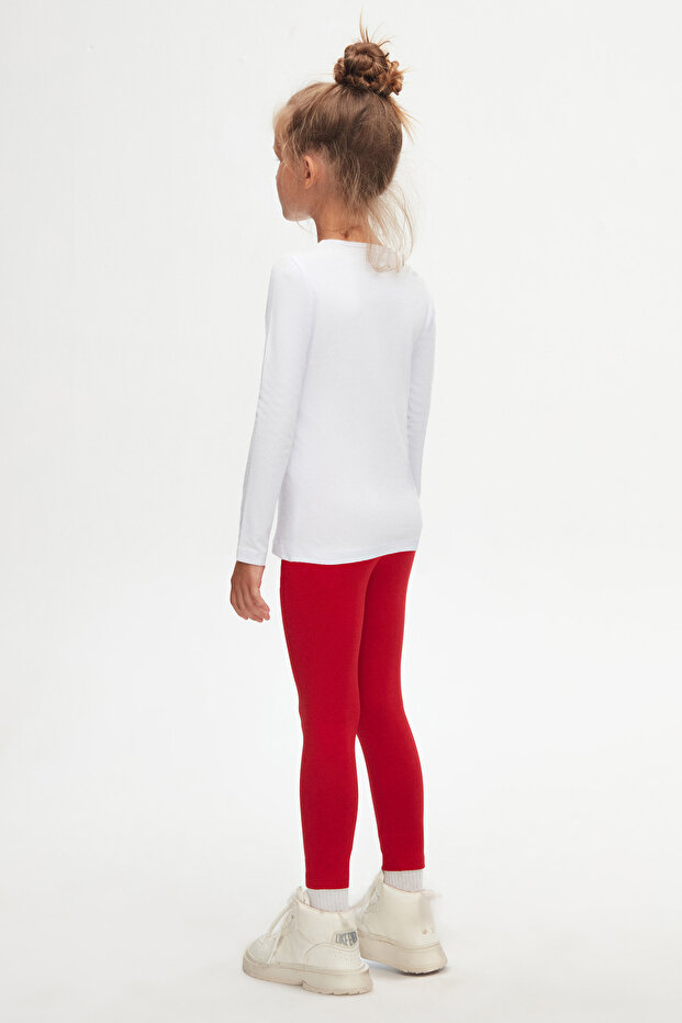 Μακρυμάνικο μπλουζάκι White Girl's Basic Basic Lycra - 4