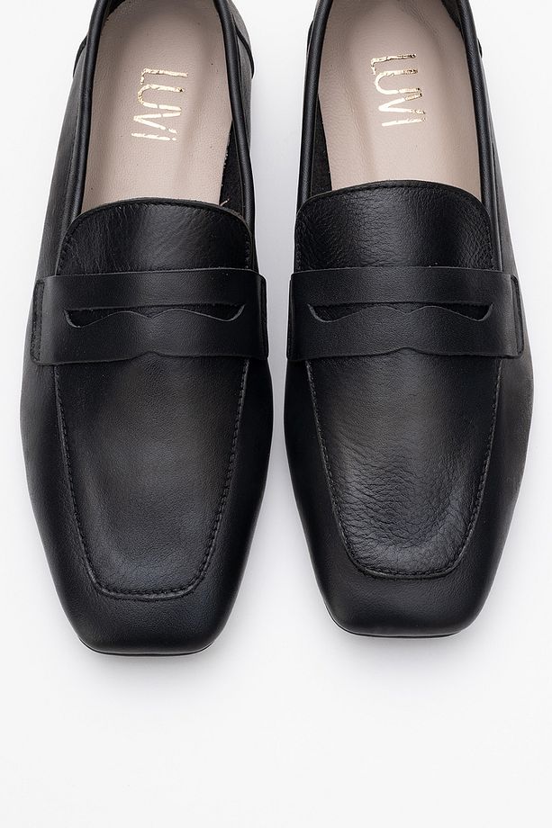 MORNE Siyah Cilt Hakiki Deri Kadın Loafer Ayakkabı - 2