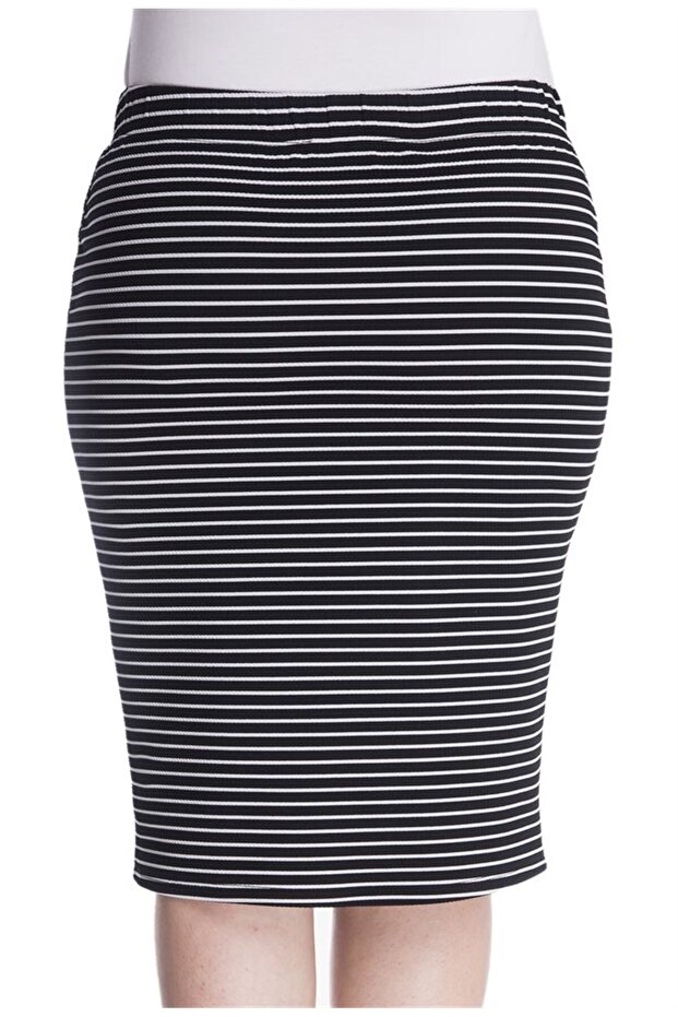 Çizgili Örme Etek - 4