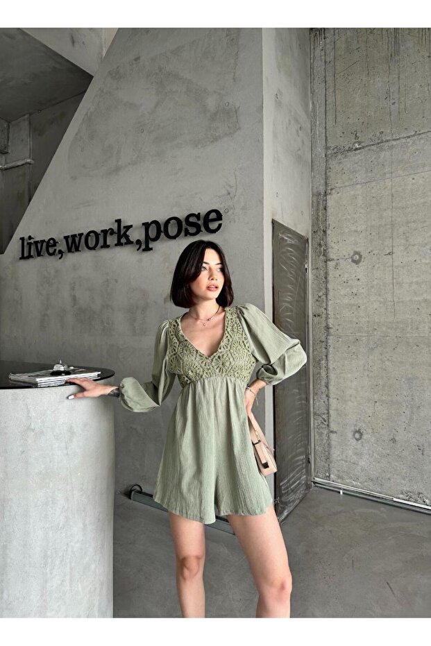 KADIN DANTELLİ ŞORT TULUM - 1