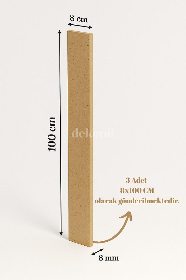 İskandinav Boyanabilir Mdf Duvar Çıtası Mdf 8*100 Cm (3 ADET) - 2