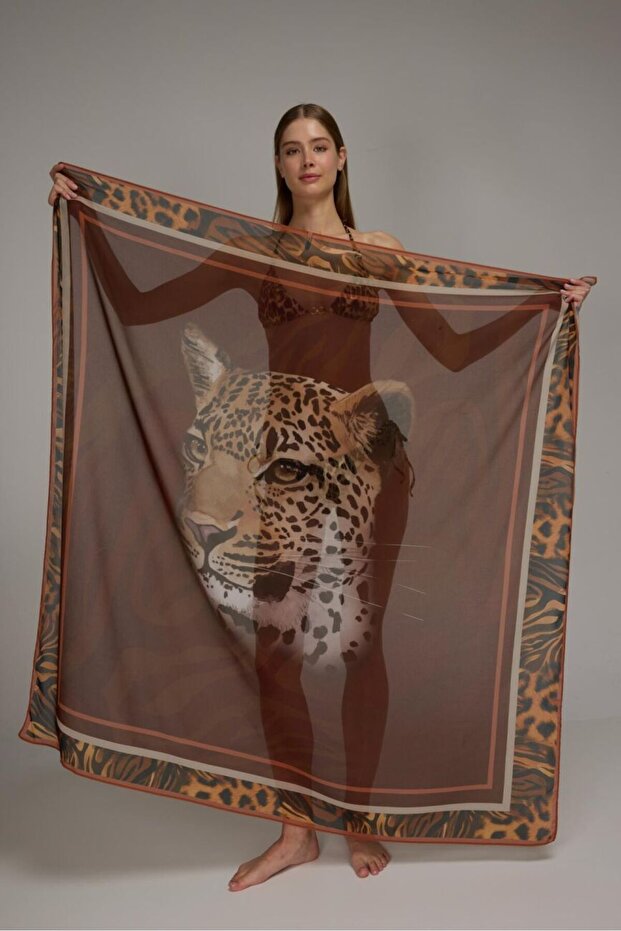 4804 صوفية منقوشة بنقشة الفهد البني - 2