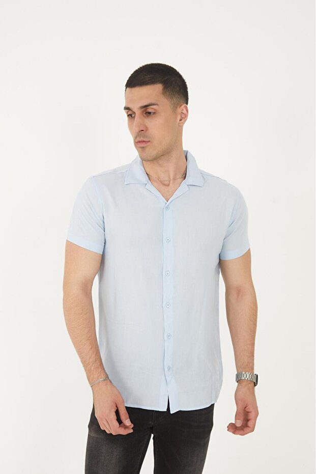 Plain Patterned Viscose Shirt-02