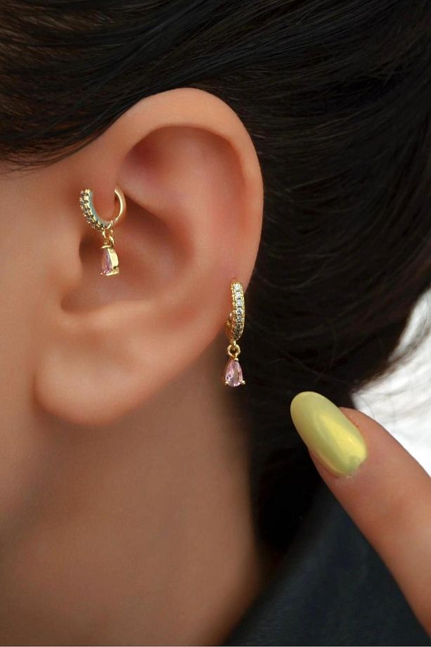 2 Adet Zirkon Kalpli Halka Piercing Tragus Helix Forward Kıkırdak Lob Daith (1 Adet 6 mm 1 Adet 8 mm - 4