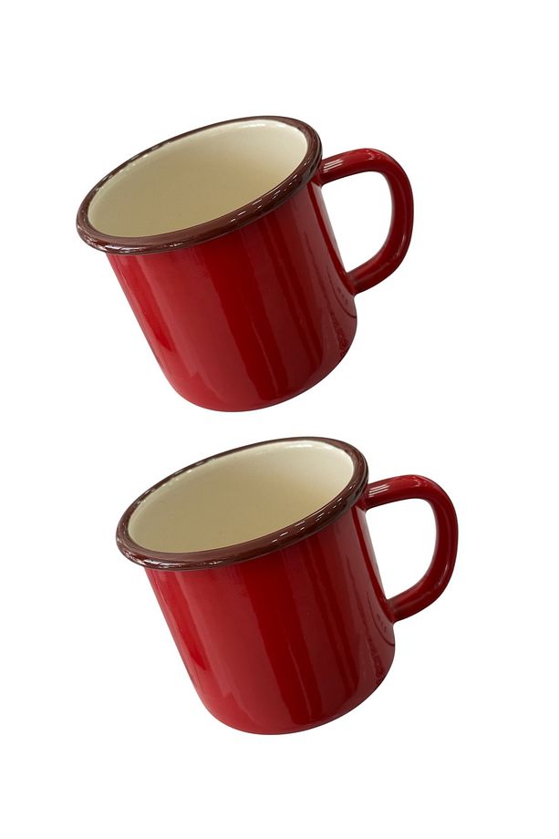 Ebru Metal Emaye 350 ml Kulplu Çay Ve Su Bardağı 2'li - 1