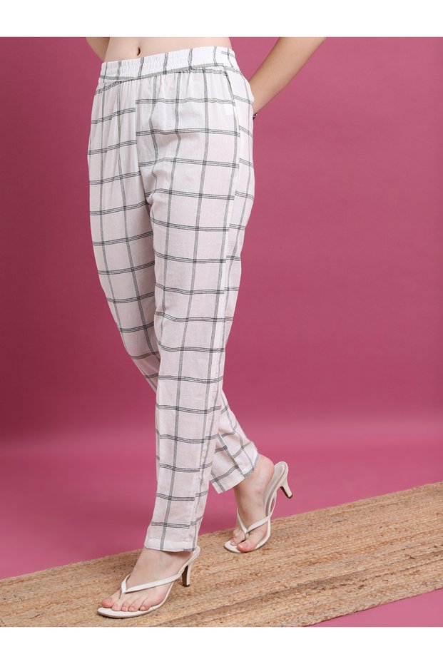 Women Multi-Colored Checked Stright Pant