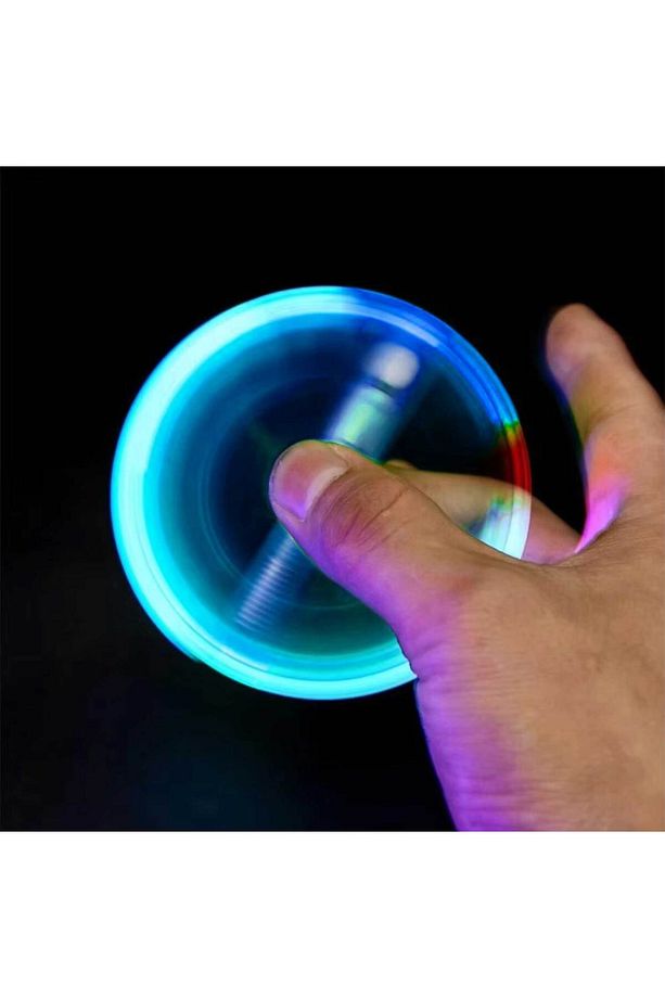 LED Işıklı Stres Giderici Fidget Spinner Kalem - 3'ü 1 Arada Tükenmez Kalem, Dönen Oyuncak - 4