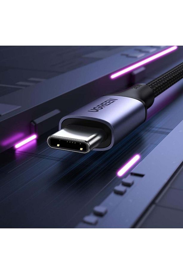 USB-C 240W Örgülü Hızlı Şarj Kablosu, 1m - Siyah - 4