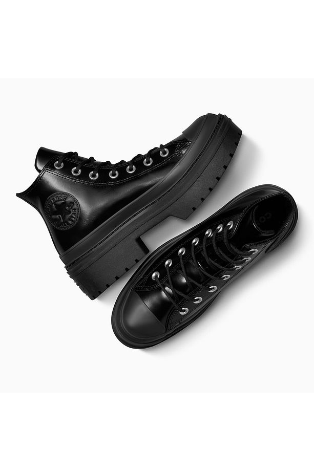 Chuck Taylor All Star Lugged Heel Unisex Siyah Deri Platform Bot - 6