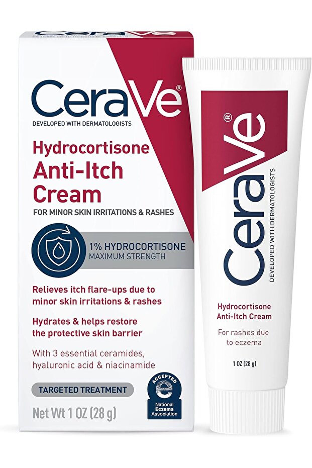 CeraVe Hydrocortisone Cream 1% 28g Eczema Treatment & Dry Skin Itch Relief Cream Fragrance Free