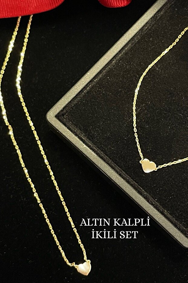 Pullu Kalpli 2'li Altın Set - 6
