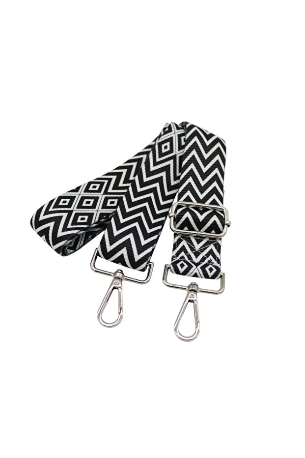 Black-White Striped Adjustable Bag Shoulder Strap (4Cmx120Cm)