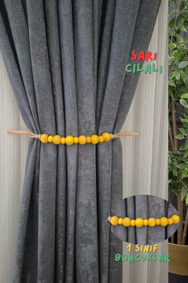 Polished Wood Bohemian Style Curtain Holder, Background Curtain Ornament 1 Piece
