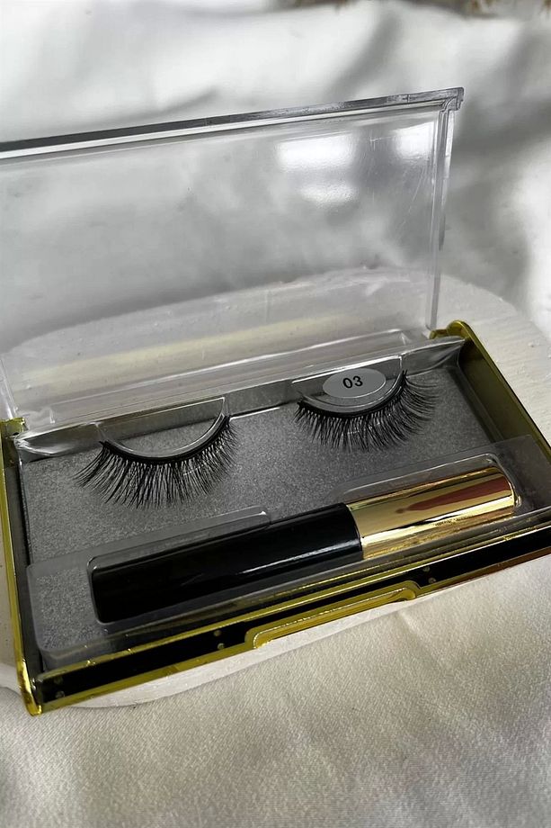 Manyetik Eyeliner'lı Mıknatıslı Doğal Ipek Takma Kirpik #003 Yoğun - 2