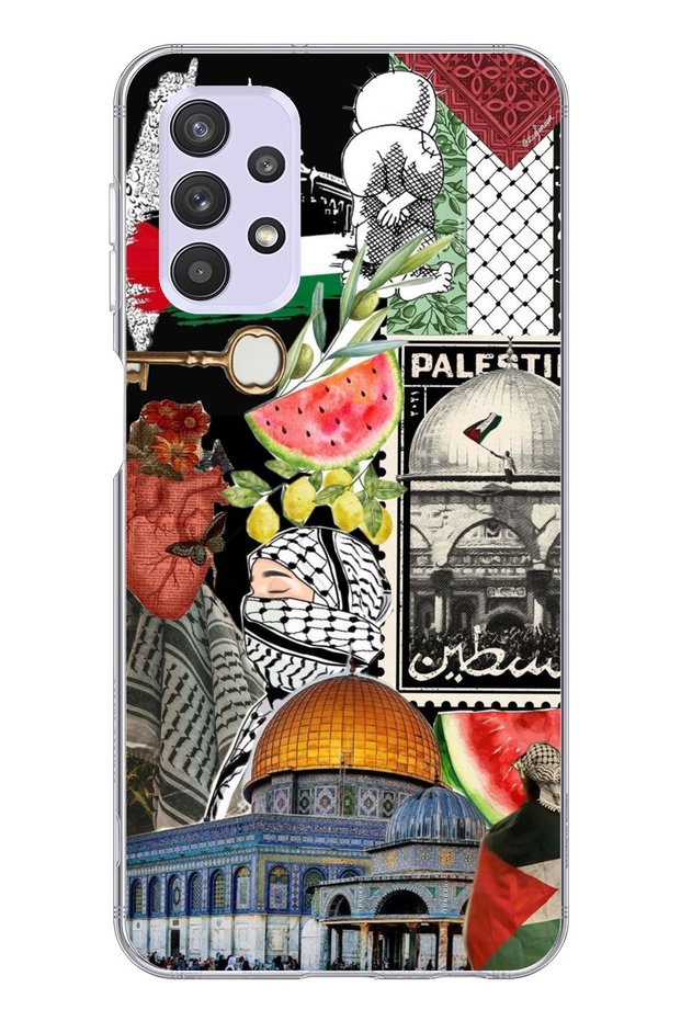 Samsung Galaxy A32 Compatible Palestine Freedom Collage Transparent Silicone Case