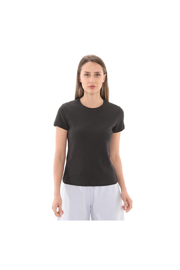 68505301 Her Tee Black Round Neck Regular Fit Plain Women's T-Shirt