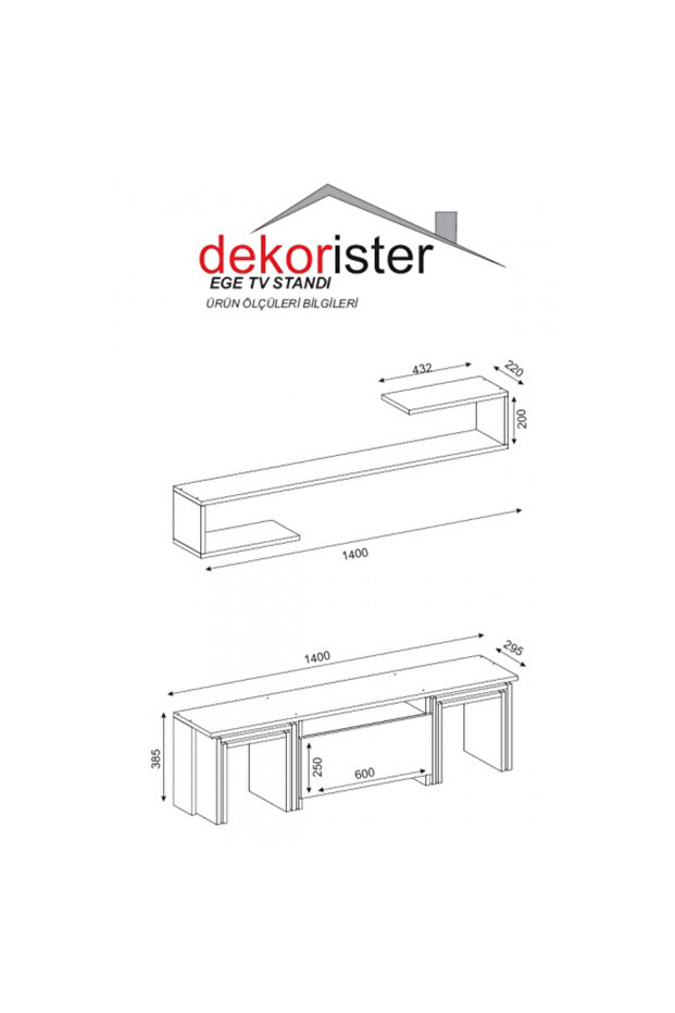 طاولة تلفاز مع عدد ٤ حبات طاولات خدمة Ege - 3