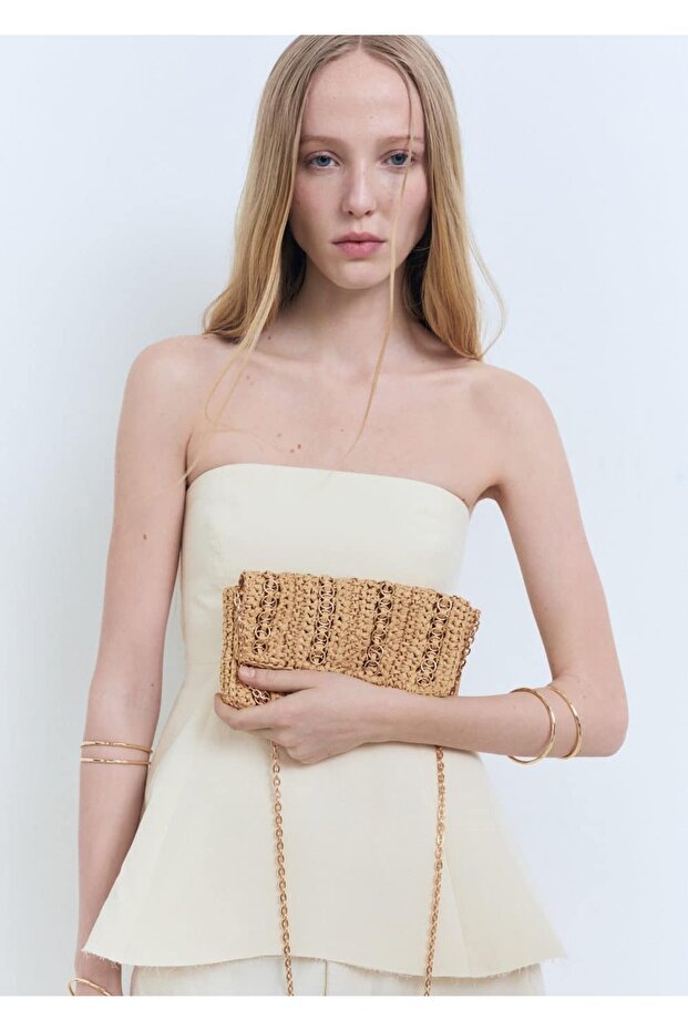 Metal halkalı doğal elyaf çanta - 4