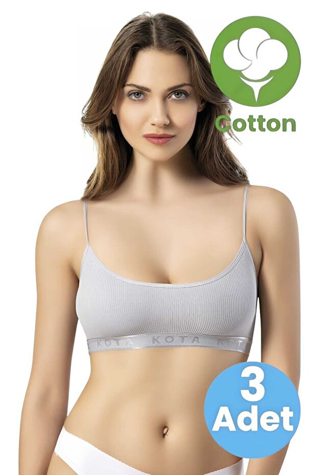 Women's 3-Piece Rope Strap Combed Cotton Camisole Fabric Padded Crop Bustier Bra